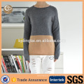 Contrast color women cashmere design of hand knitting sweater